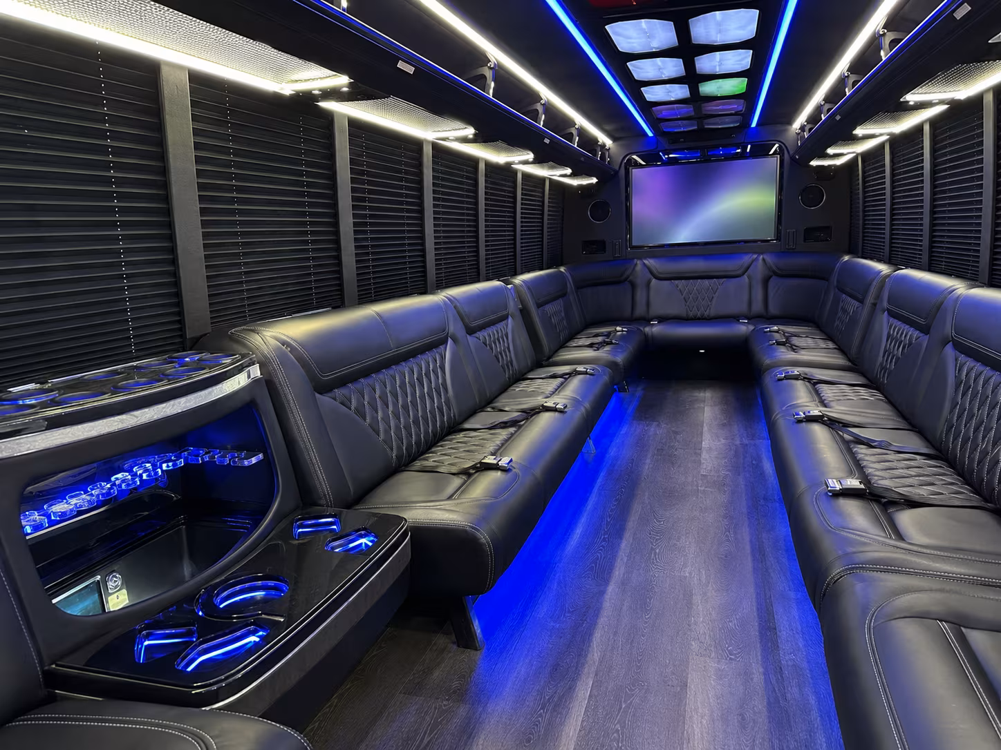 boise 20 passenger party bus inside