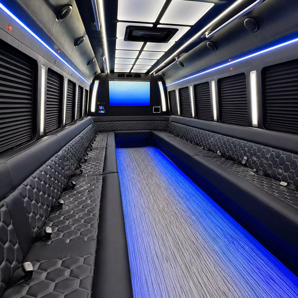 boise 50 passenger party bus inside